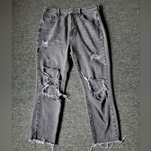 PacSun Distressed Black Denim Mom Jean Extra Wear Size 26